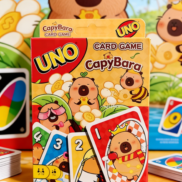 Mattel Games UNO capybara Card Game for Kids, Adults & Family with Deck & Special Rule Inspired by The Movie