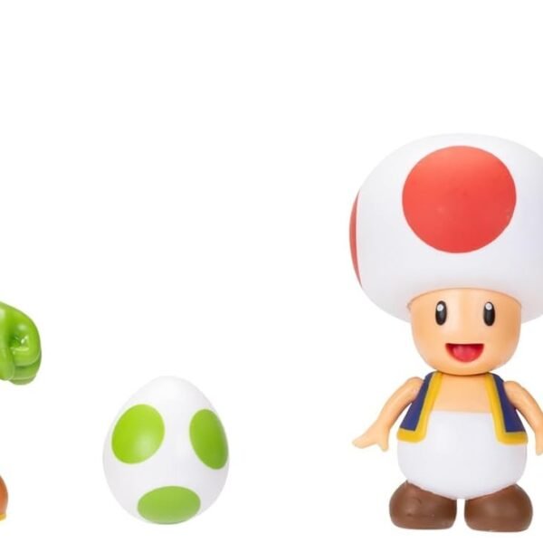 Super Mario Nintendo 4 Inch Action Figure 2-Pack: Yoshi & Toad with Accessories