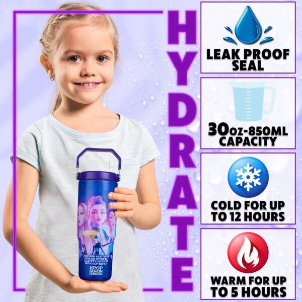8103iSrG7EL._AC_SL1500_ KPop Demon Hunters 30oz Tumbler with Straw and Handle for Girls, Teens, Insulated Stainless Steel Travel Mug, Gifts for Girls