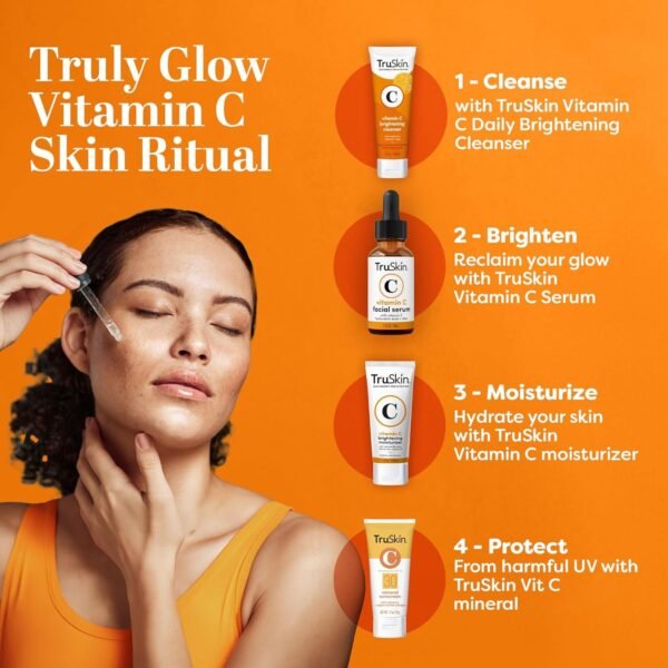 TruSkin Vitamin C Serum for Face – Anti Aging Face Serum with Hyaluronic Acid & Vitamin E – Brightening Formula for Improving Appearance of Dark Spots, Fine Lines & Wrinkles – All Skin Types, 2 Fl Oz