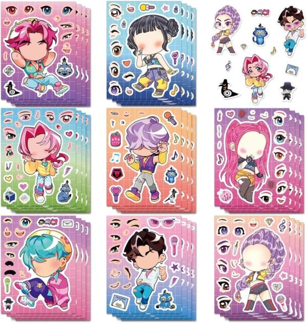 81jbb1H5m4L._AC_SL1500_ KPop Demon Hunters Stickers, Korean Idol DIY Dress-Up Stickers, Waterproof Vinyl Stickers for Laptop Phone Skateboard Water Bottle, Cute Korean Fashion Gift for Kpop Fans, 32Pcs