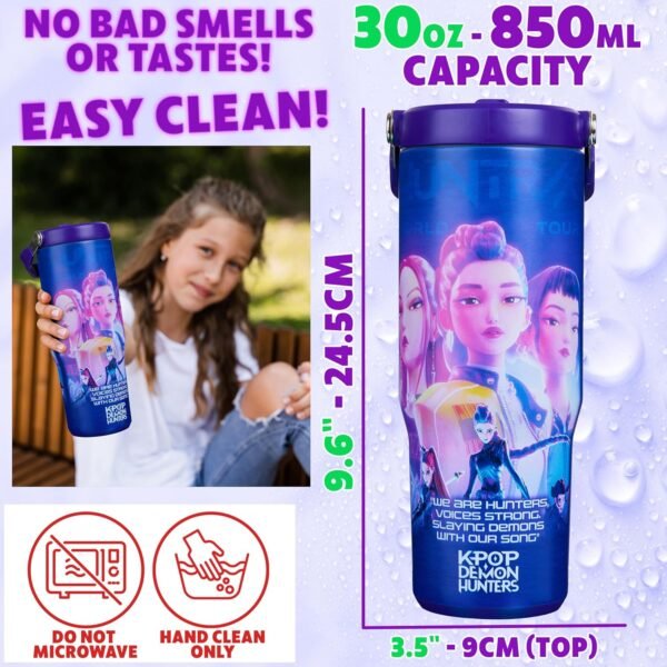 91F-1mScK5L._AC_SL1500_ KPop Demon Hunters 30oz Tumbler with Straw and Handle for Girls, Teens, Insulated Stainless Steel Travel Mug, Gifts for Girls